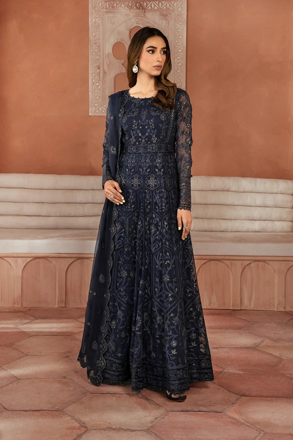 Iznik | Chiffonkari Formals | ICK-07 Embroidered Chiffon - Aqsa Fabrics