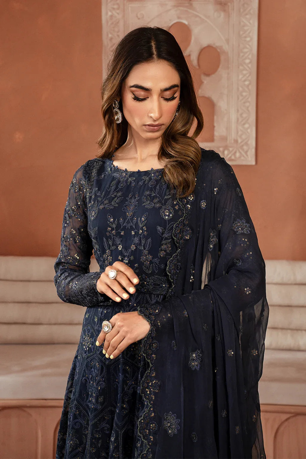 Iznik | Chiffonkari Formals | ICK-07 Embroidered Chiffon - Aqsa Fabrics