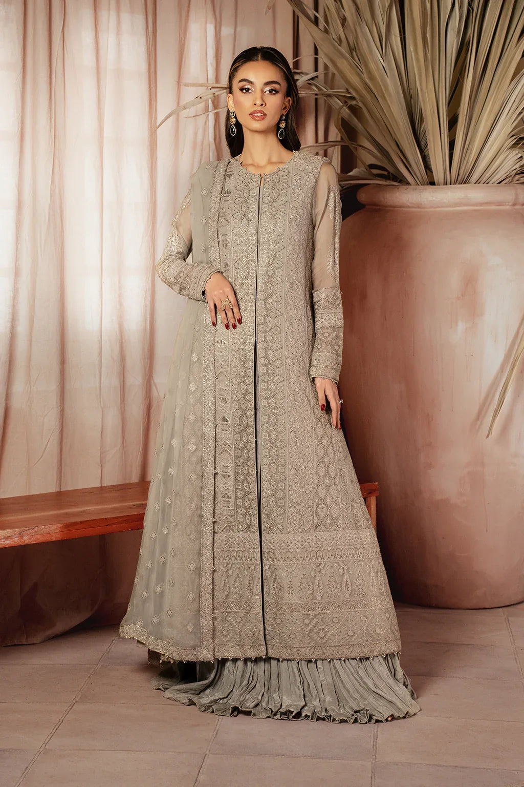Iznik | Chiffonkari Formals | ICK-08 Embroidered Chiffon - Aqsa Fabrics