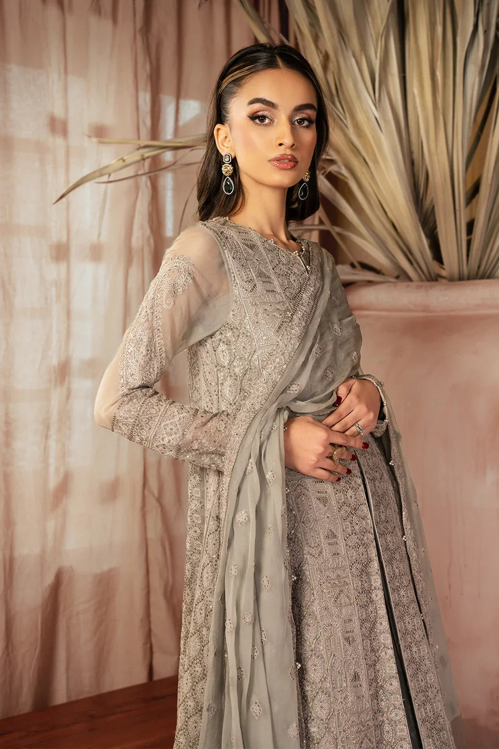 Iznik | Chiffonkari Formals | ICK-08 Embroidered Chiffon - Aqsa Fabrics