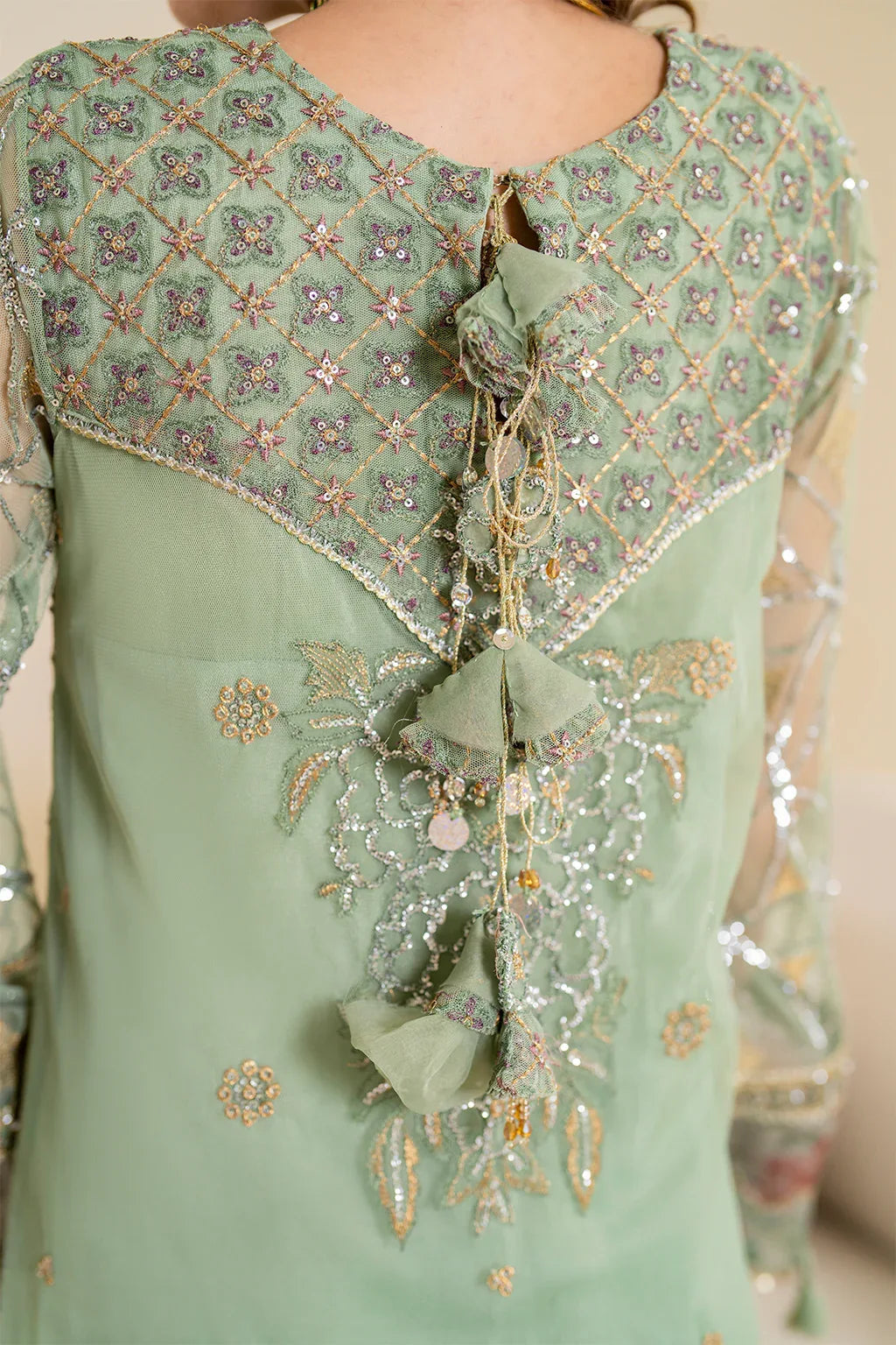 Iznik | Chinnon Chiffon | CC-41 Embroidered Net - Aqsa Fabrics