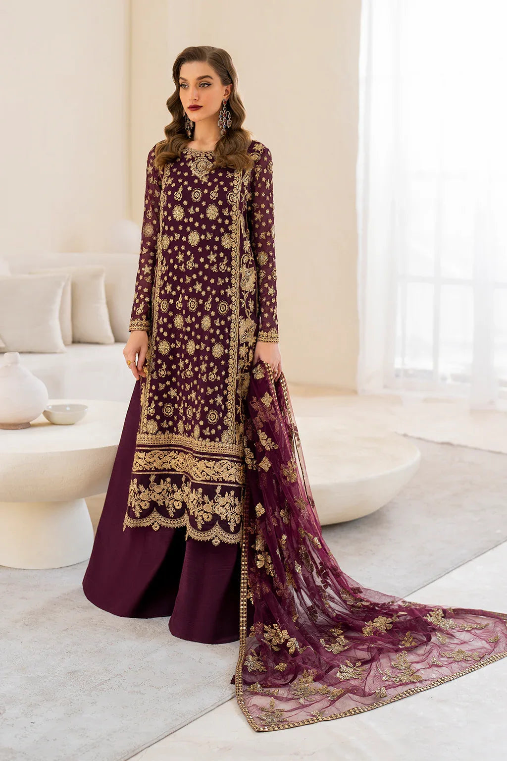 Iznik | Chinnon Chiffon | CC-42 Embroidered Chiffon - Aqsa Fabrics
