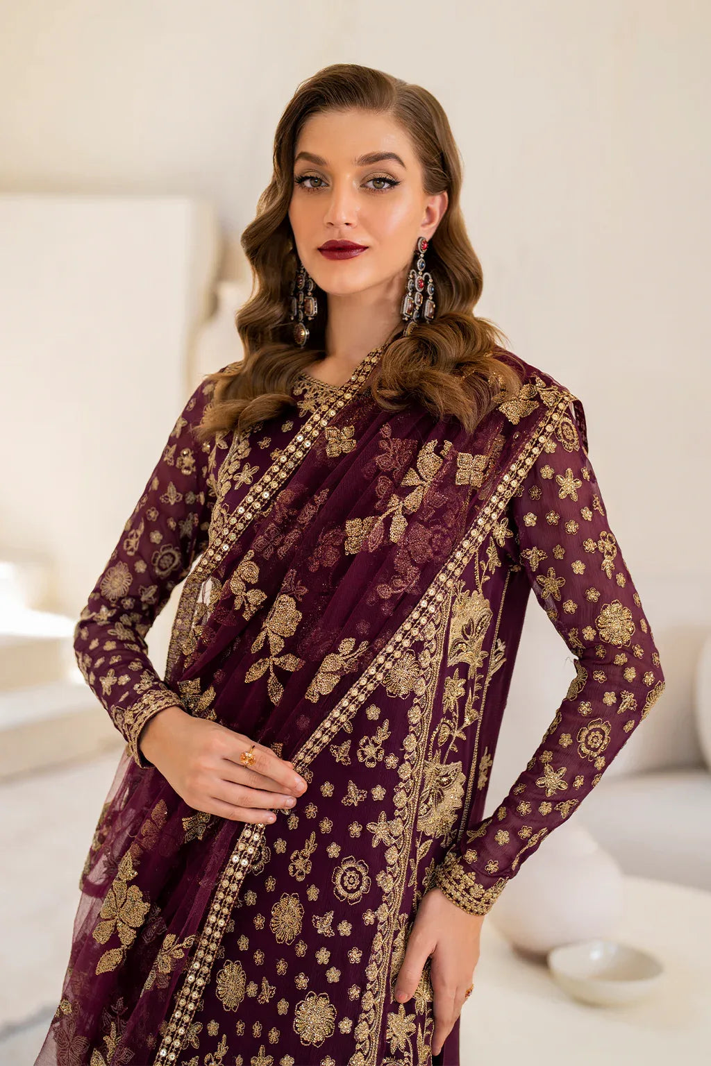 Iznik | Chinnon Chiffon | CC-42 Embroidered Chiffon - Aqsa Fabrics