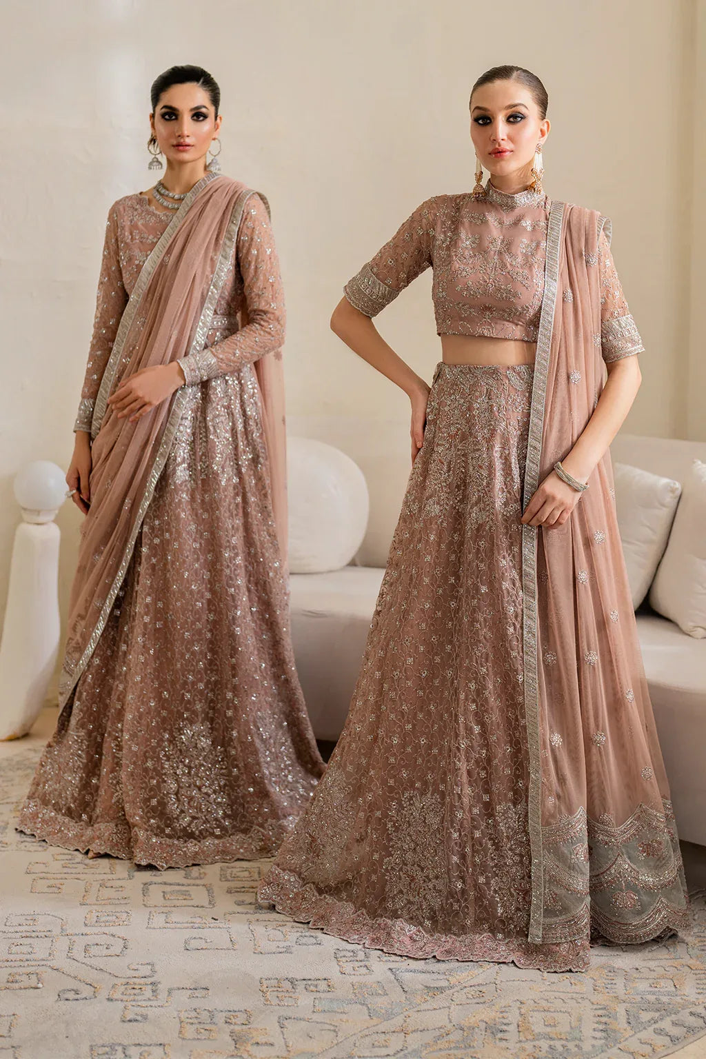 Iznik | Chinnon Chiffon | CC-43 Embroidered Net - Aqsa Fabrics