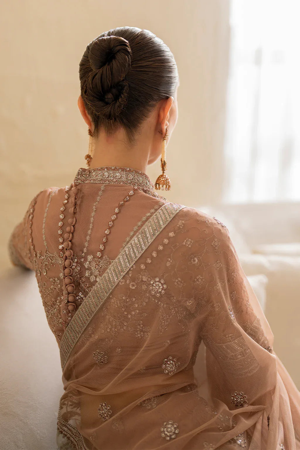 Iznik | Chinnon Chiffon | CC-43 Embroidered Net - Aqsa Fabrics