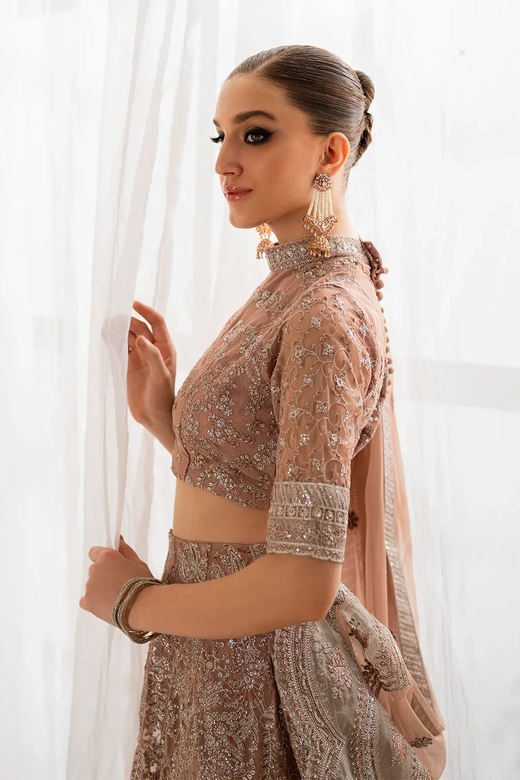 Iznik | Chinnon Chiffon | CC-43 Embroidered Net - Aqsa Fabrics