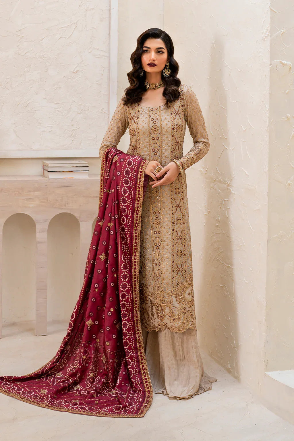 Iznik | Chinnon Chiffon | CC-44 Embroidered Chiffon - Aqsa Fabrics