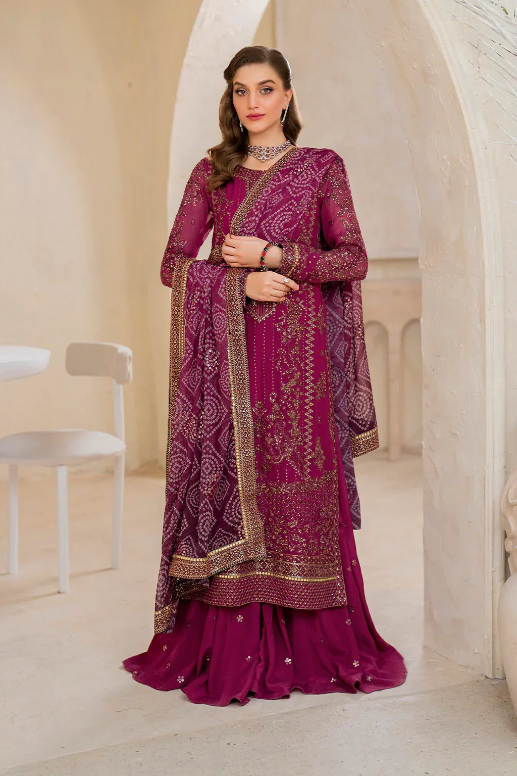 Iznik | Chinnon Chiffon | CC-45 Embroidered Chiffon - Aqsa Fabrics