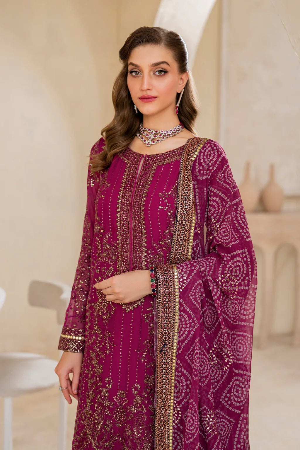 Iznik | Chinnon Chiffon | CC-45 Embroidered Chiffon - Aqsa Fabrics