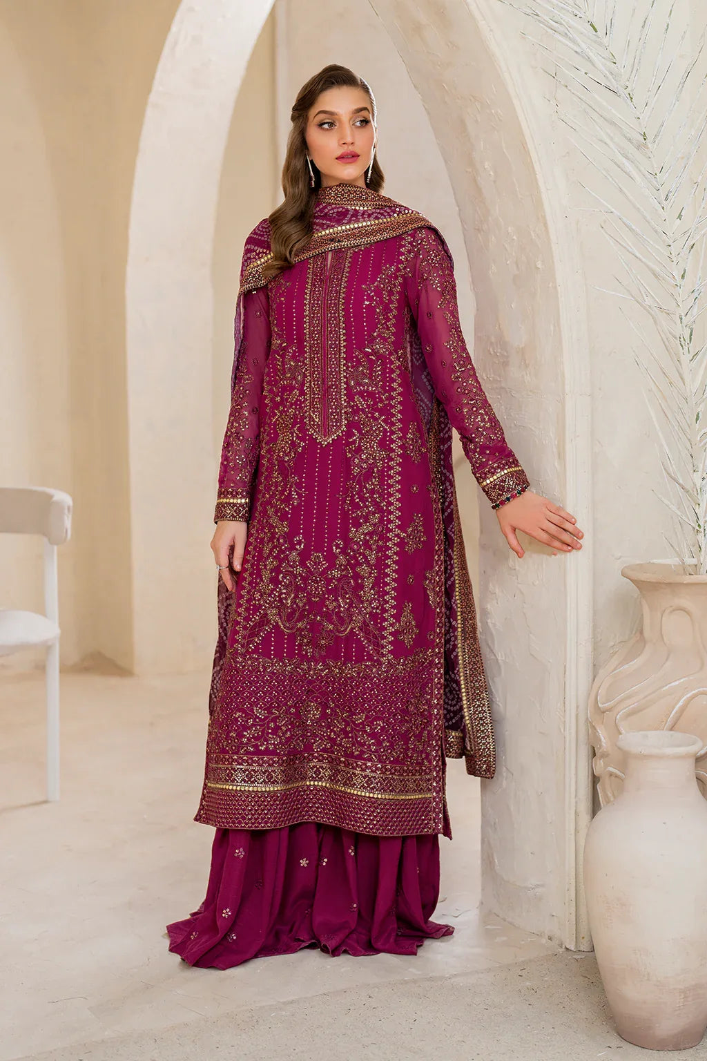 Iznik | Chinnon Chiffon | CC-45 Embroidered Chiffon - Aqsa Fabrics