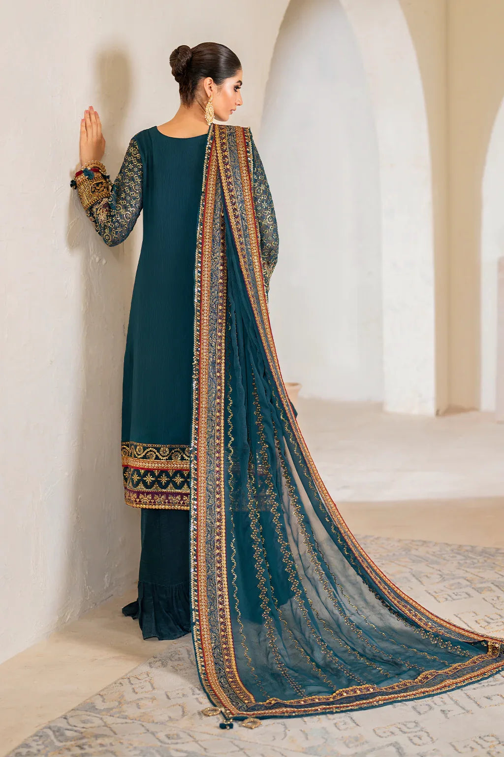 Iznik | Chinnon Chiffon | CC-46 Embroidered Chiffon - Aqsa Fabrics