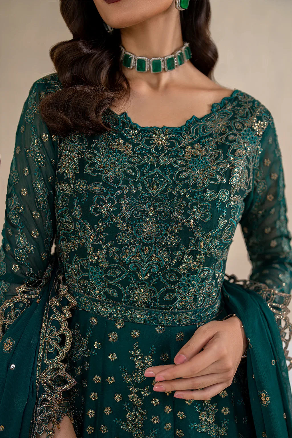 Iznik | Chinnon Chiffon | CC-47 Embroidered Chiffon - Aqsa Fabrics