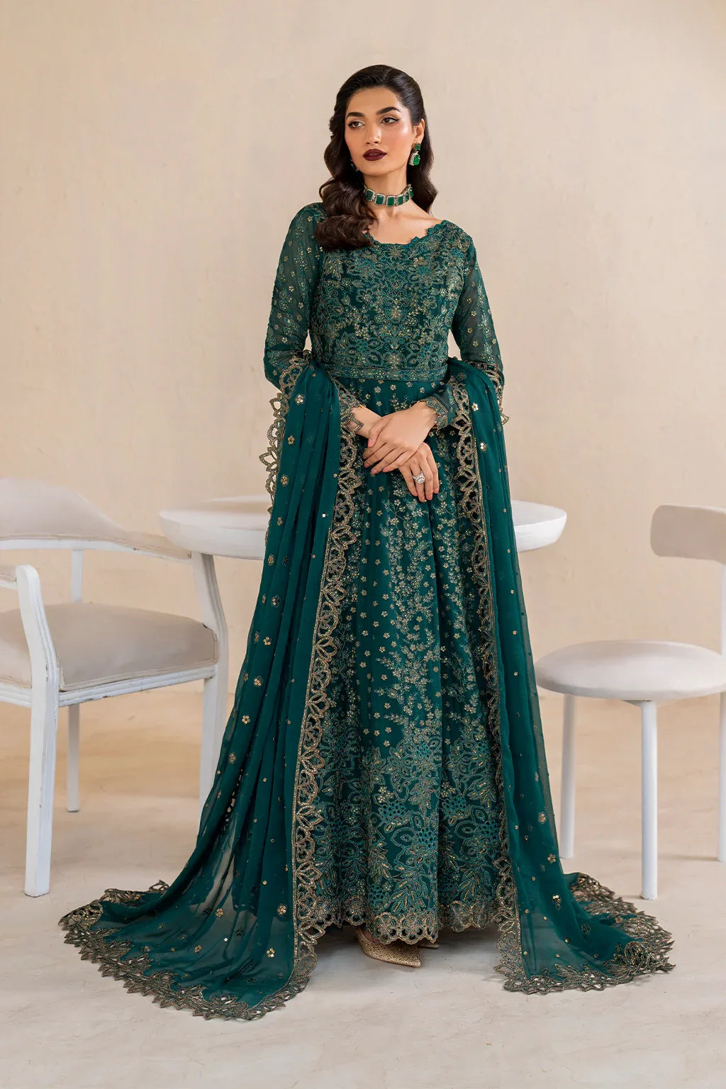 Iznik | Chinnon Chiffon | CC-47 Embroidered Chiffon - Aqsa Fabrics