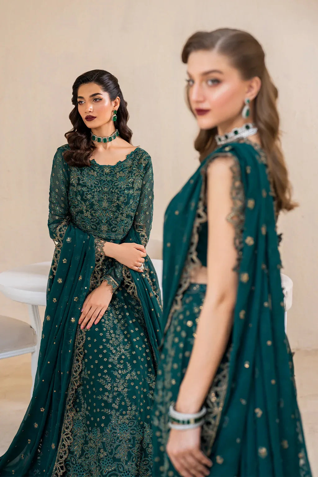 Iznik | Chinnon Chiffon | CC-47 Embroidered Chiffon - Aqsa Fabrics