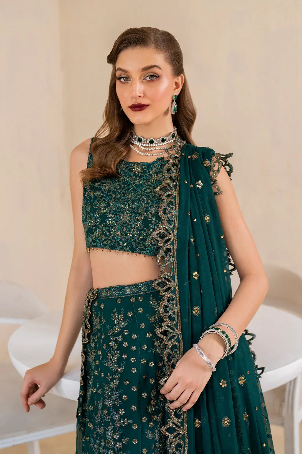 Iznik | Chinnon Chiffon | CC-47 Embroidered Chiffon - Aqsa Fabrics