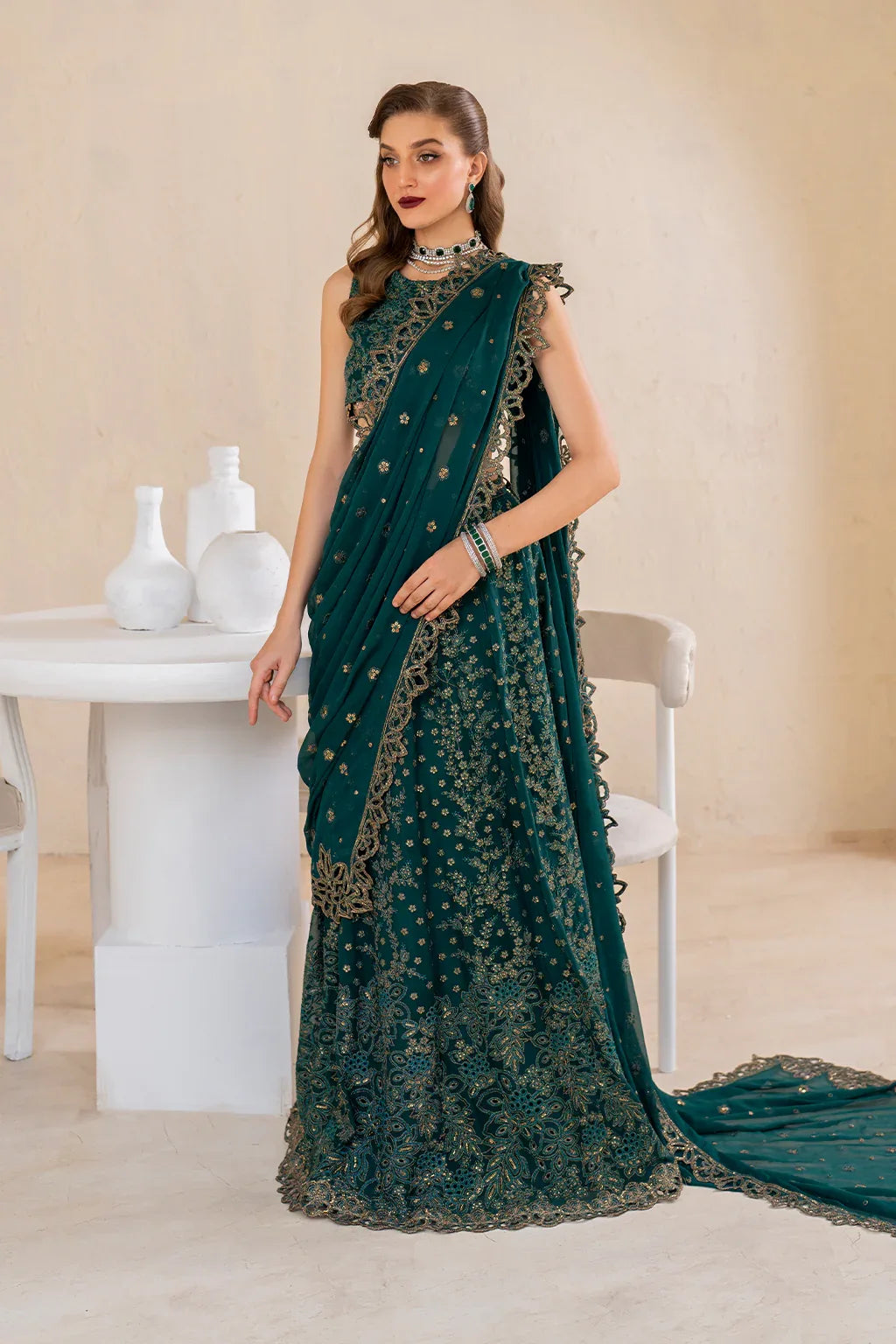 Iznik | Chinnon Chiffon | CC-47 Embroidered Chiffon - Aqsa Fabrics