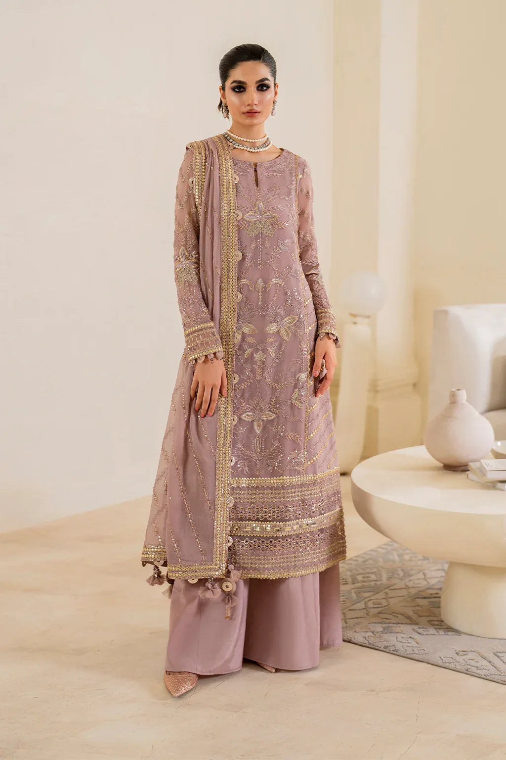 Iznik | Chinnon Chiffon | CC-48 Embroidered Chiffon - Aqsa Fabrics