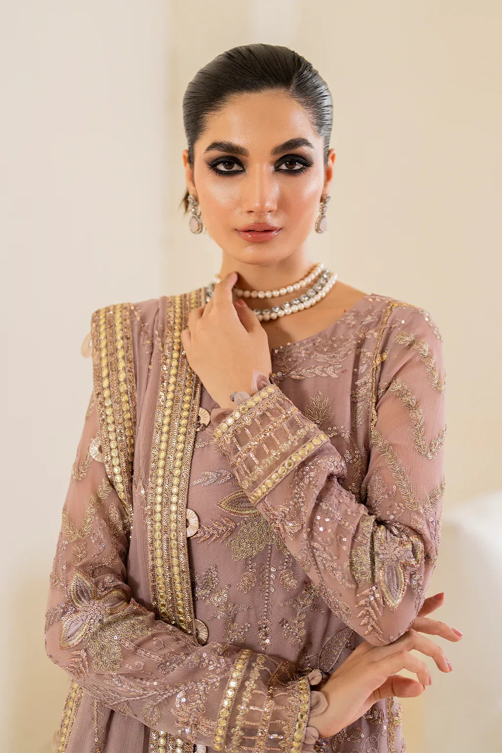 Iznik | Chinnon Chiffon | CC-48 Embroidered Chiffon - Aqsa Fabrics