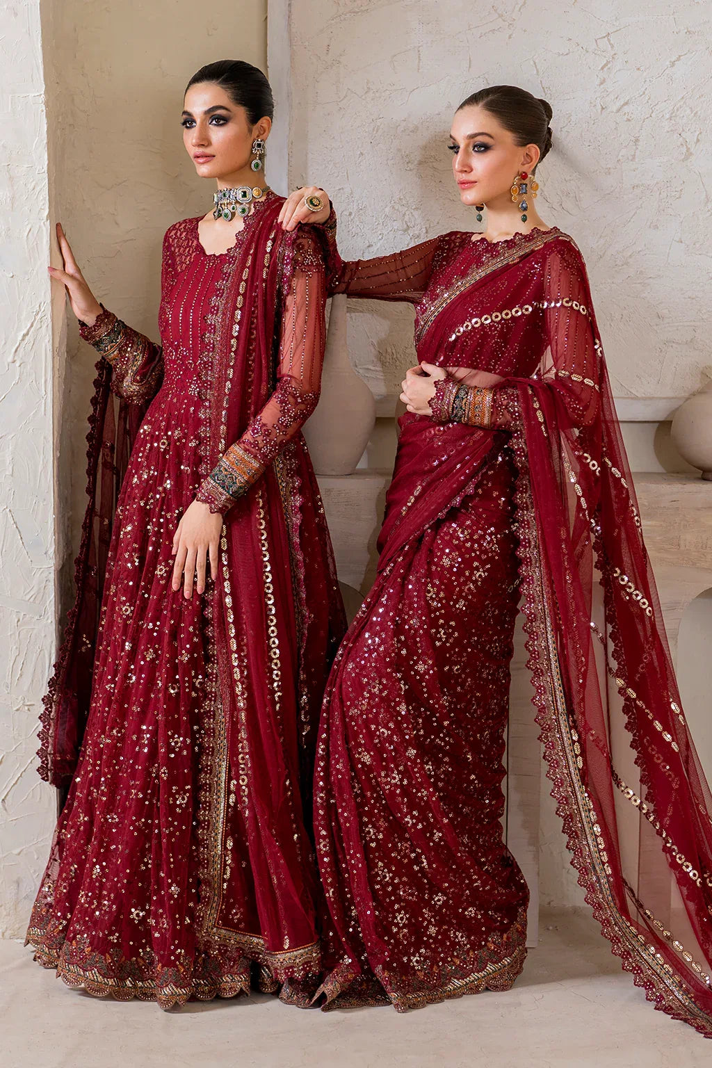 Iznik | Chinnon Chiffon | CC-49 Embroidered Net - Aqsa Fabrics