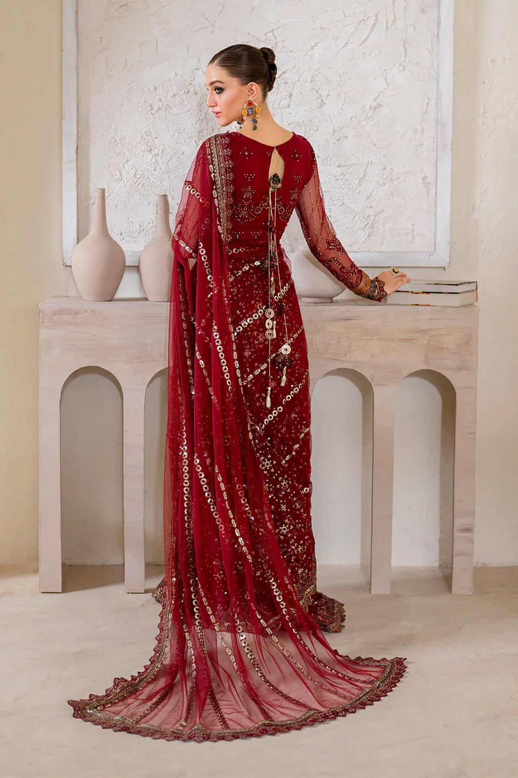 Iznik | Chinnon Chiffon | CC-49 Embroidered Net - Aqsa Fabrics
