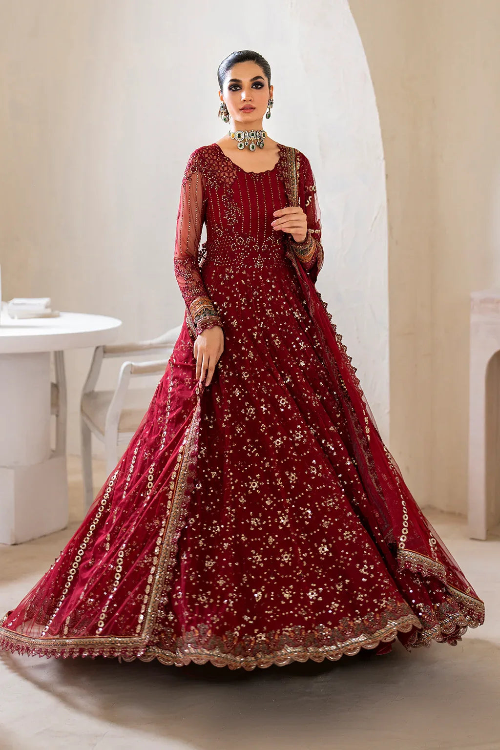 Iznik | Chinnon Chiffon | CC-49 Embroidered Net - Aqsa Fabrics