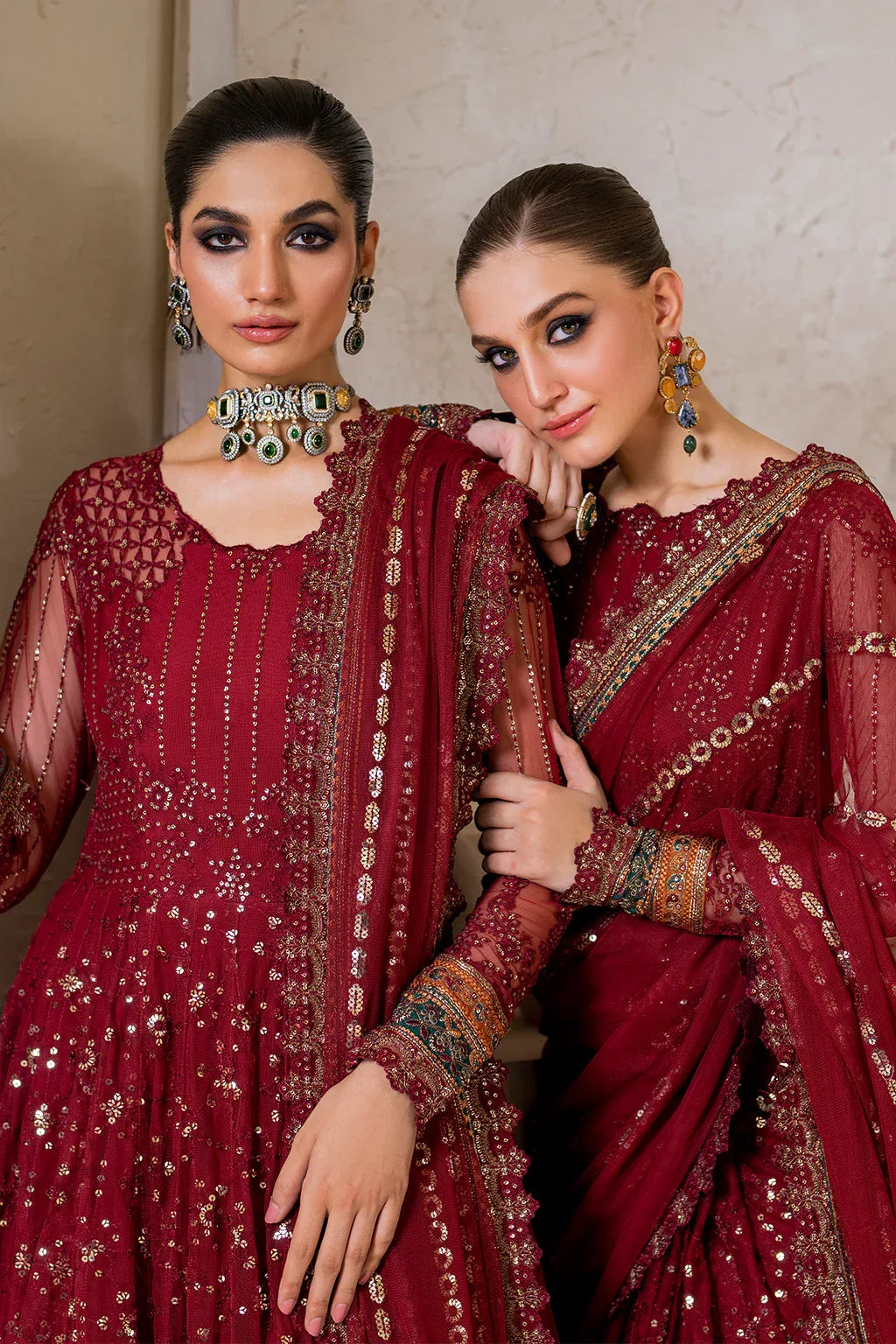 Iznik | Chinnon Chiffon | CC-49 Embroidered Net - Aqsa Fabrics