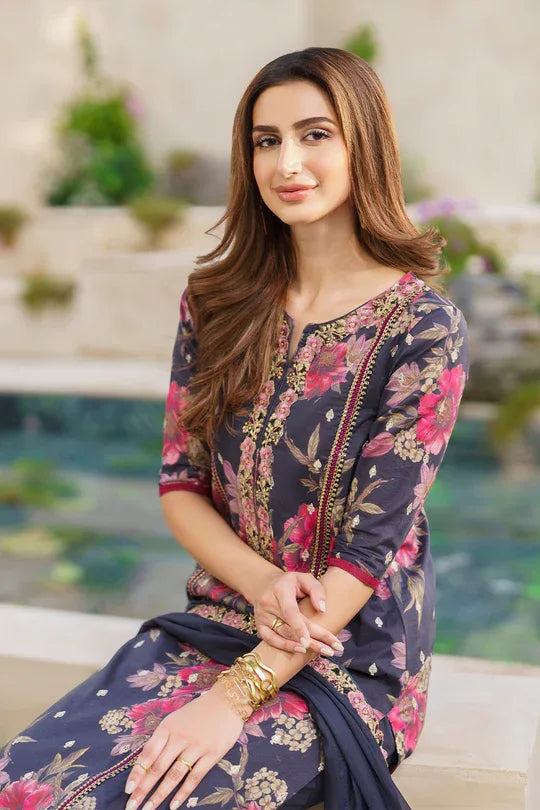 Iznik | Exclusive Lawn | SFL-12 EMBROIDERED LAWN - Aqsa Fabrics