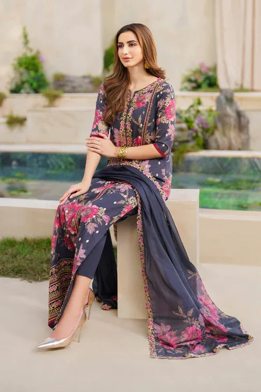 Iznik | Exclusive Lawn | SFL-12 EMBROIDERED LAWN - Aqsa Fabrics