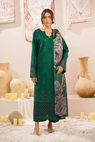 Iznik | Lawnkari 24 | UE-159 PLUSH GREEN - Aqsa Fabrics