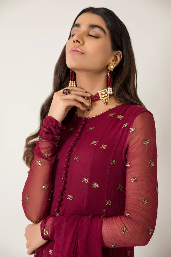 Iznik | Ready to Wear | IP-157 - RUBELLITE - Aqsa Fabrics