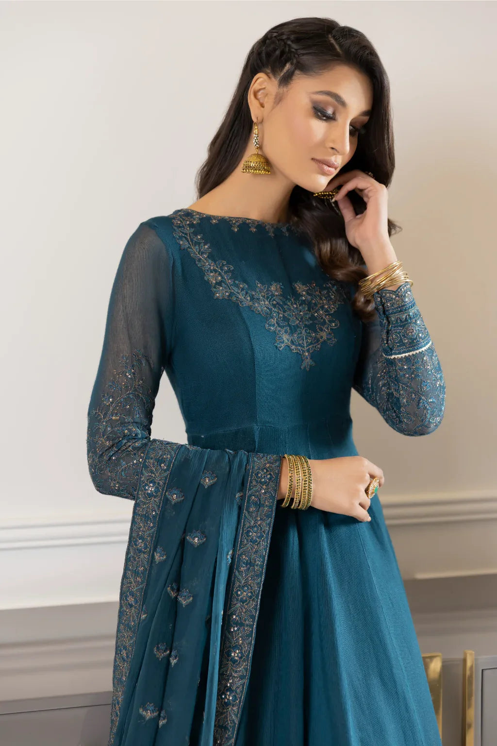 Iznik | Ready to Wear | IP-169 - BLUE DELPHINIUM - Aqsa Fabrics