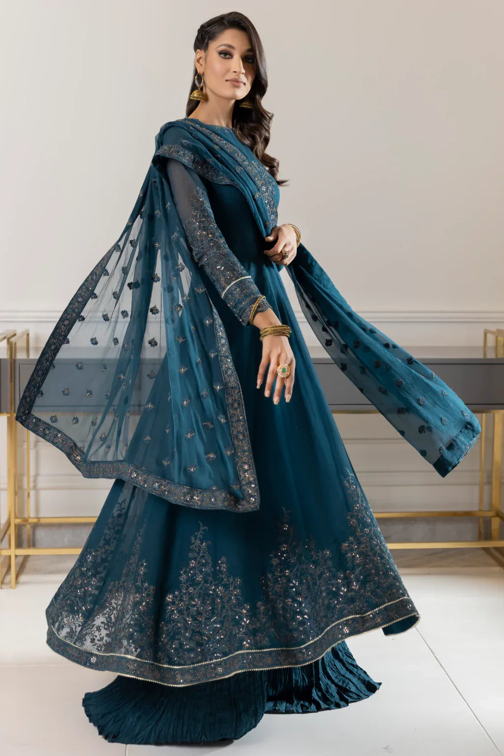Iznik | Ready to Wear | IP-169 - BLUE DELPHINIUM - Aqsa Fabrics