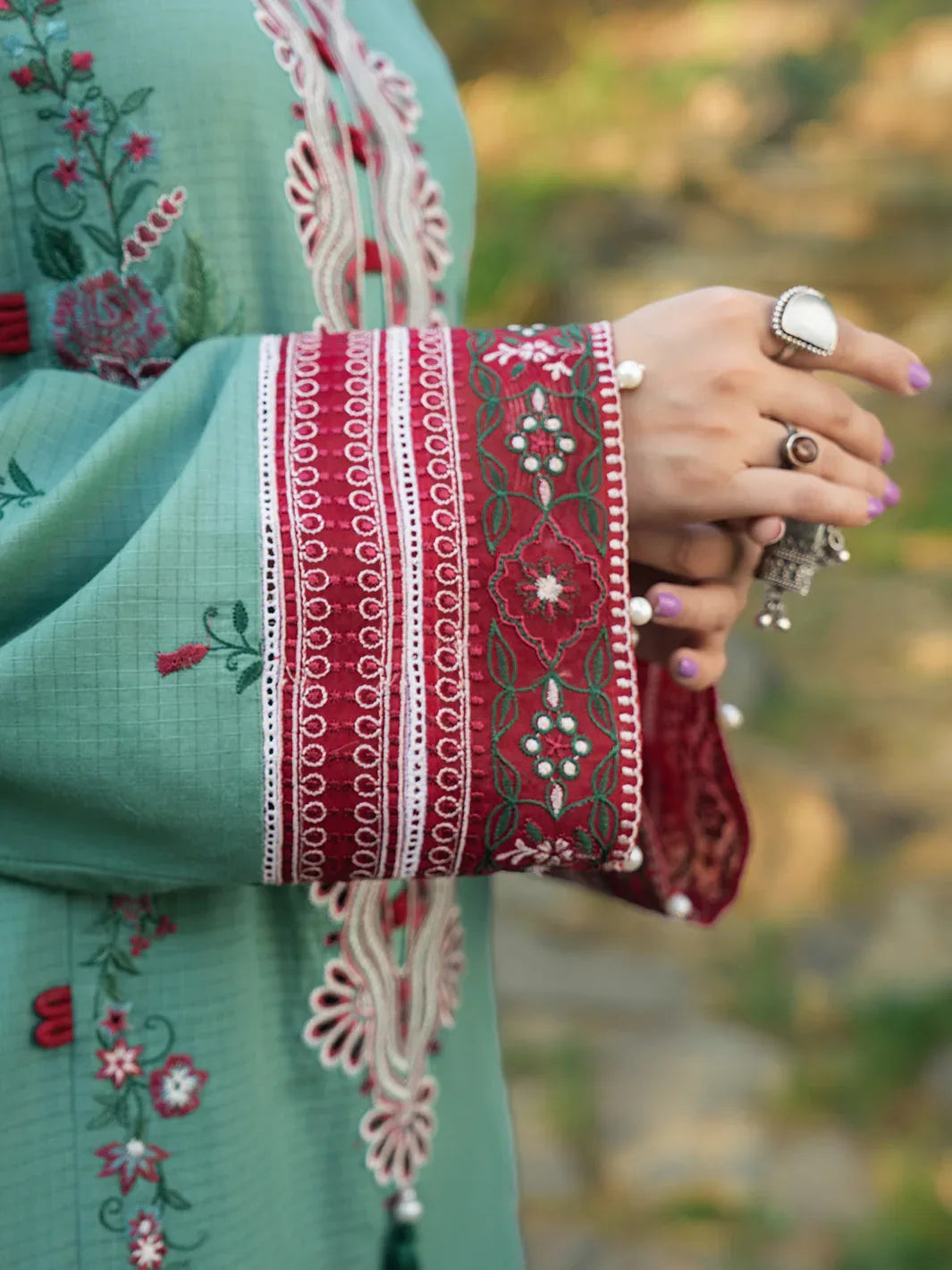 Hemstitch | The Garden Lawn | Jade - Aqsa Fabrics