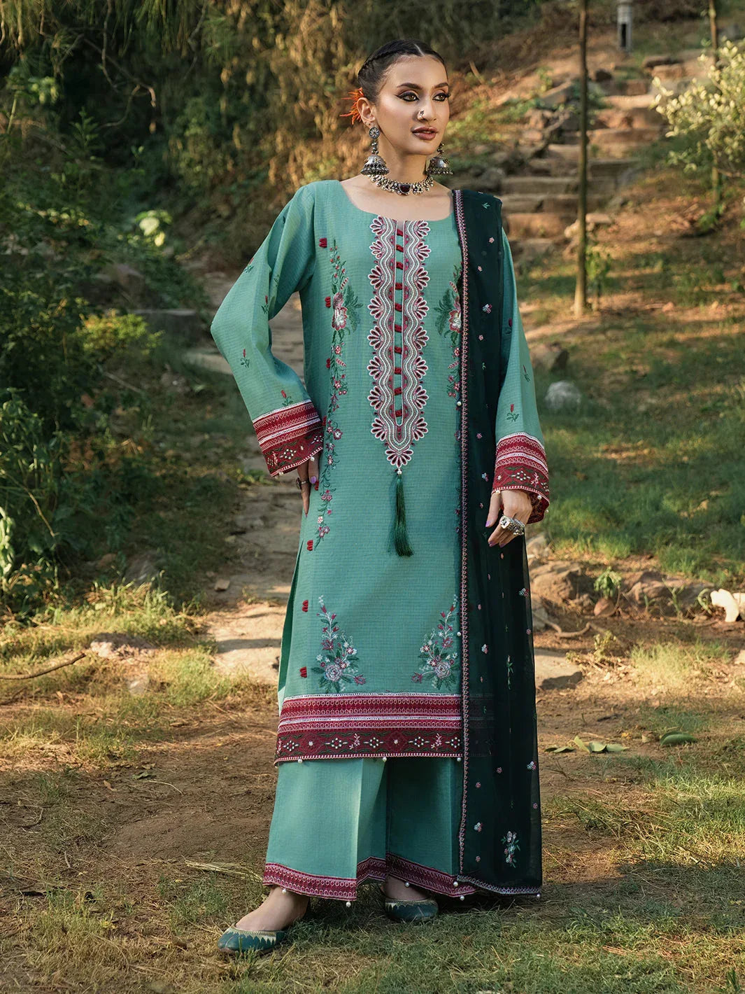 Hemstitch | The Garden Lawn | Jade - Aqsa Fabrics