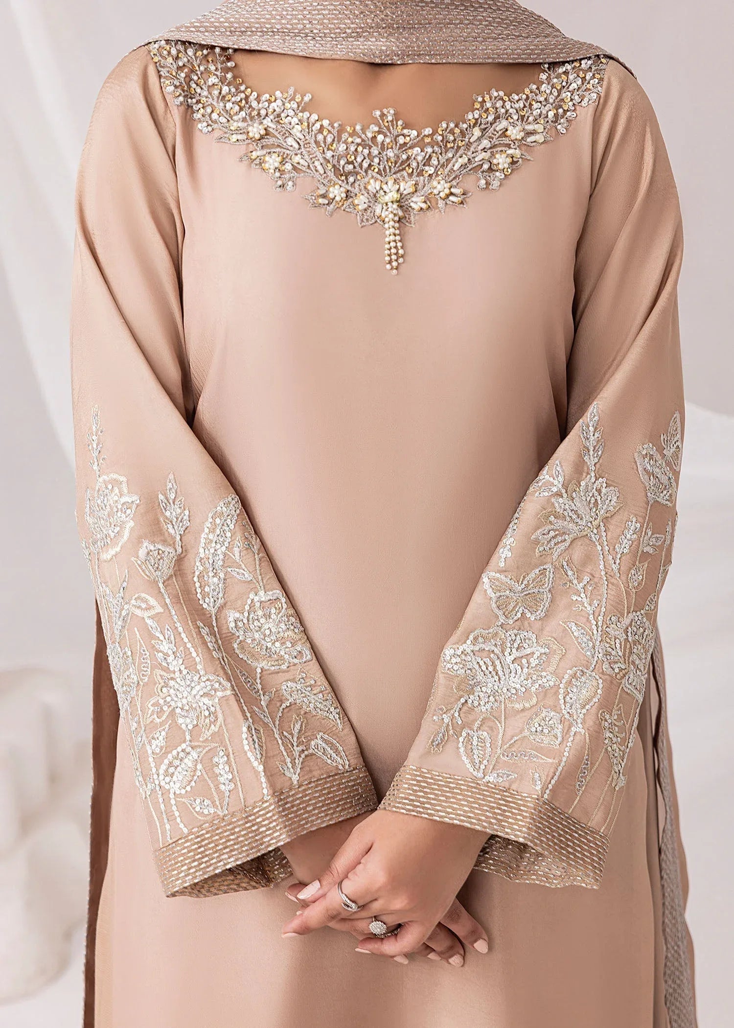 Jamnii | Silk Ivy | Desert Rose - Aqsa Fabrics