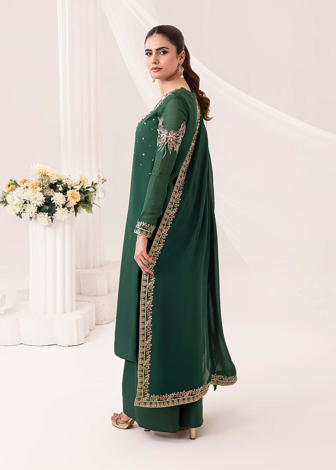 Jamnii | Silk Ivy | Emerald - Aqsa Fabrics