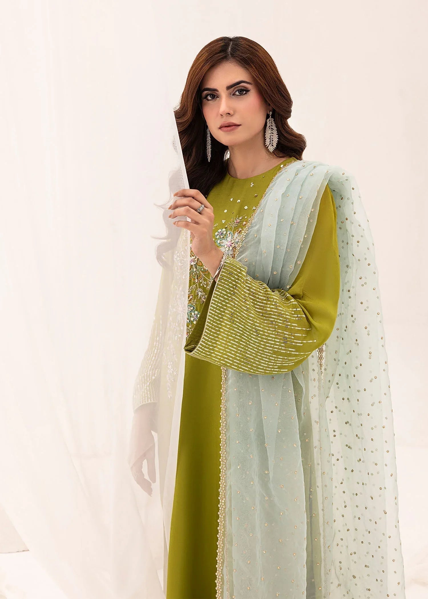 Jamnii | Silk Ivy | Lime Forest - Aqsa Fabrics