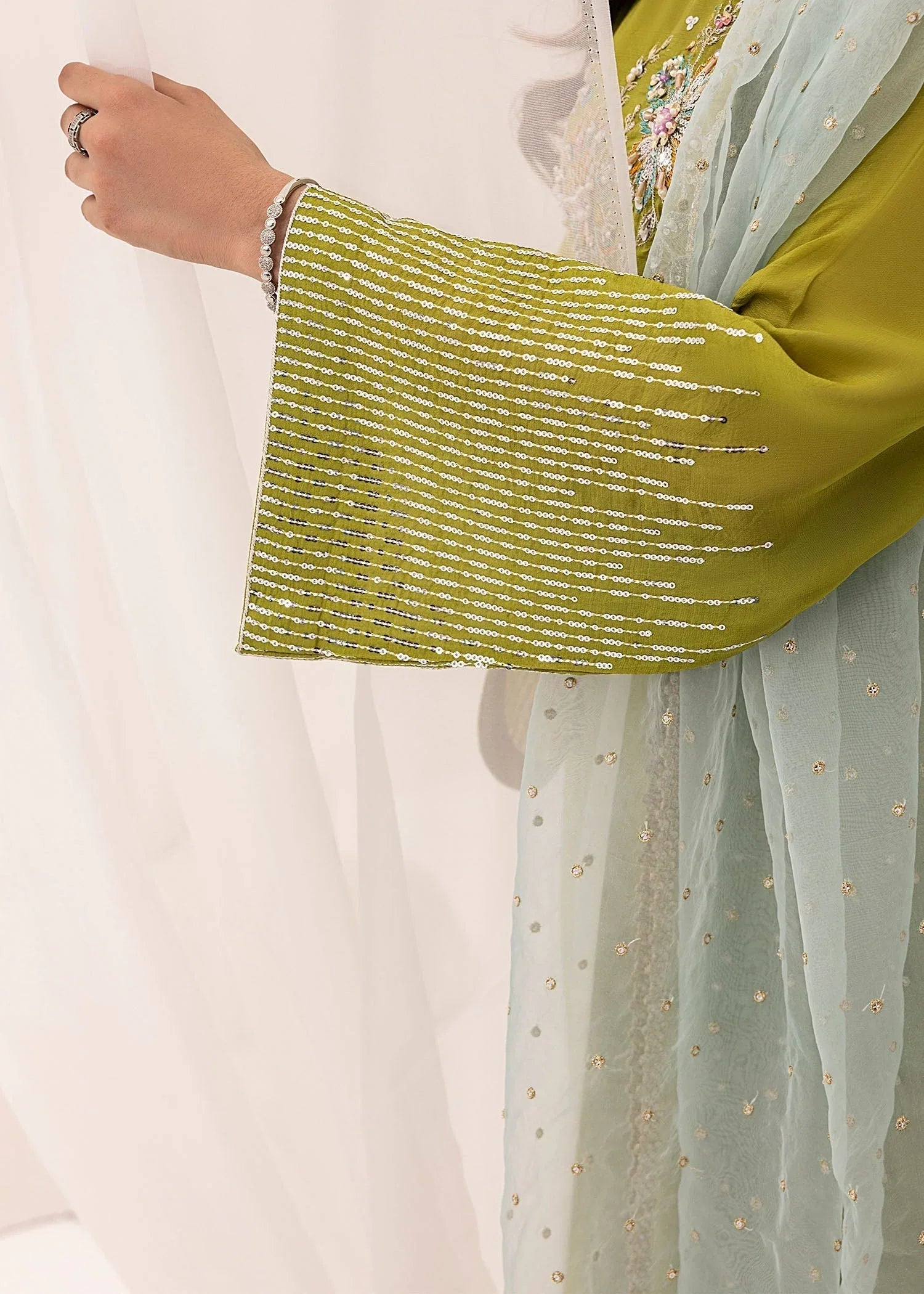 Jamnii | Silk Ivy | Lime Forest - Aqsa Fabrics