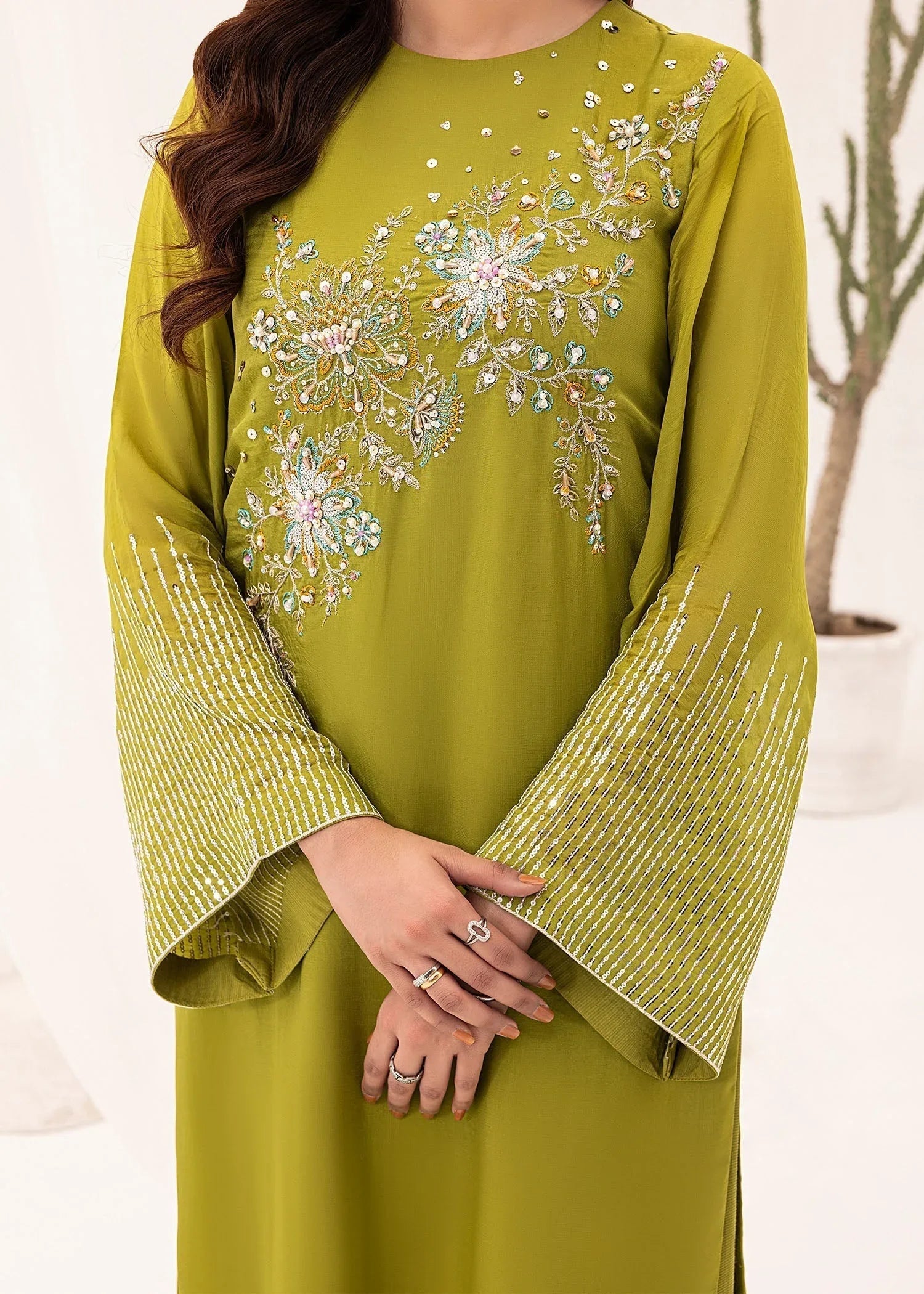 Jamnii | Silk Ivy | Lime Forest - Aqsa Fabrics