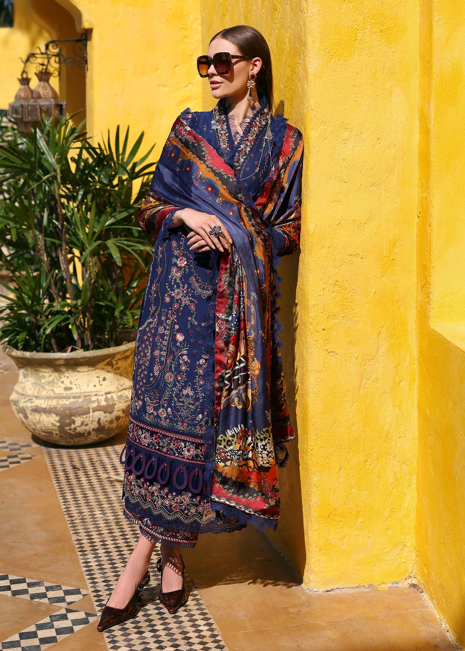 Kanwal Malik | Elysia Luxury Lawn 25 | Azure - Aqsa Fabrics