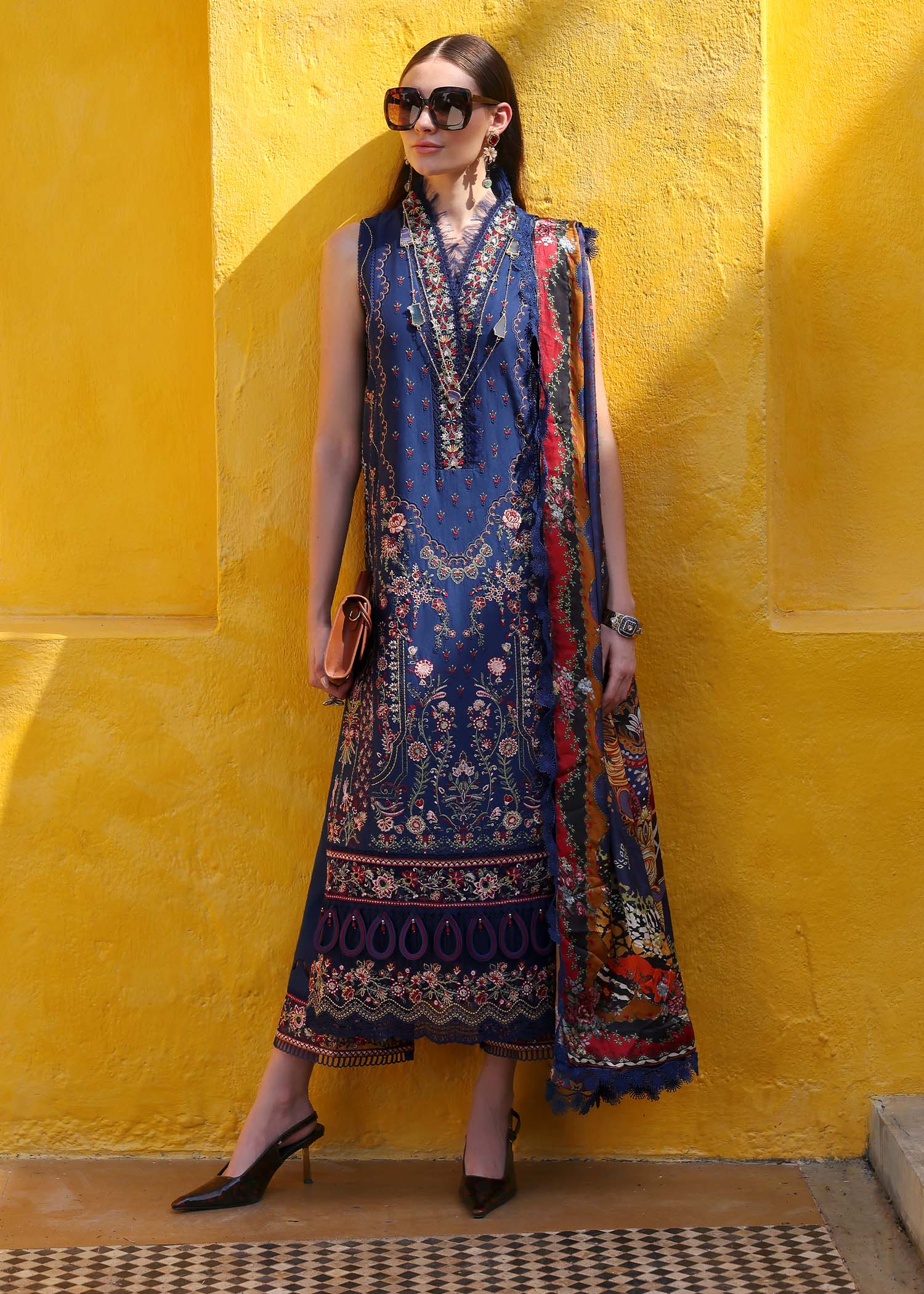 Kanwal Malik | Elysia Luxury Lawn 25 | Azure - Aqsa Fabrics