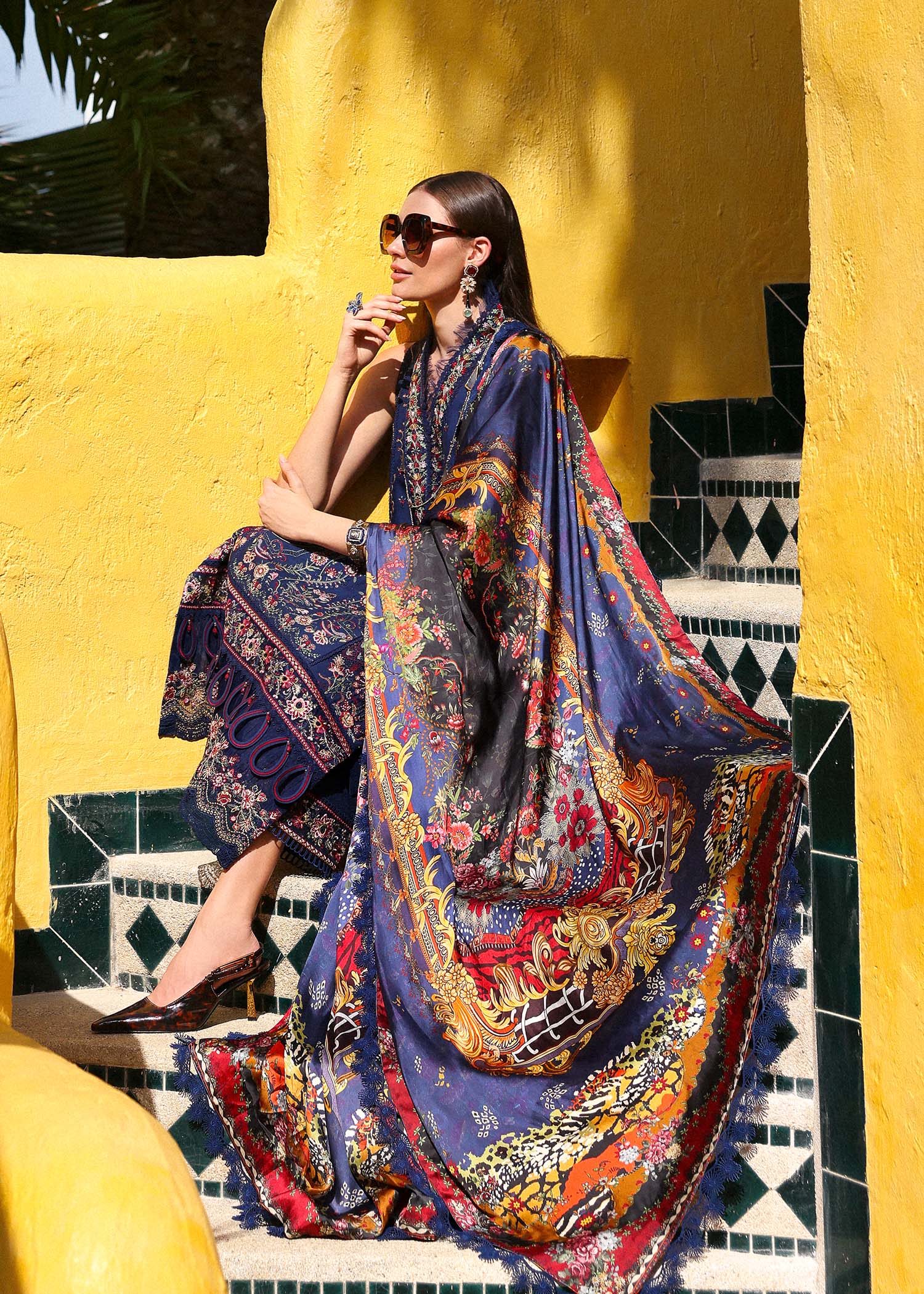 Kanwal Malik | Elysia Luxury Lawn 25 | Azure - Aqsa Fabrics