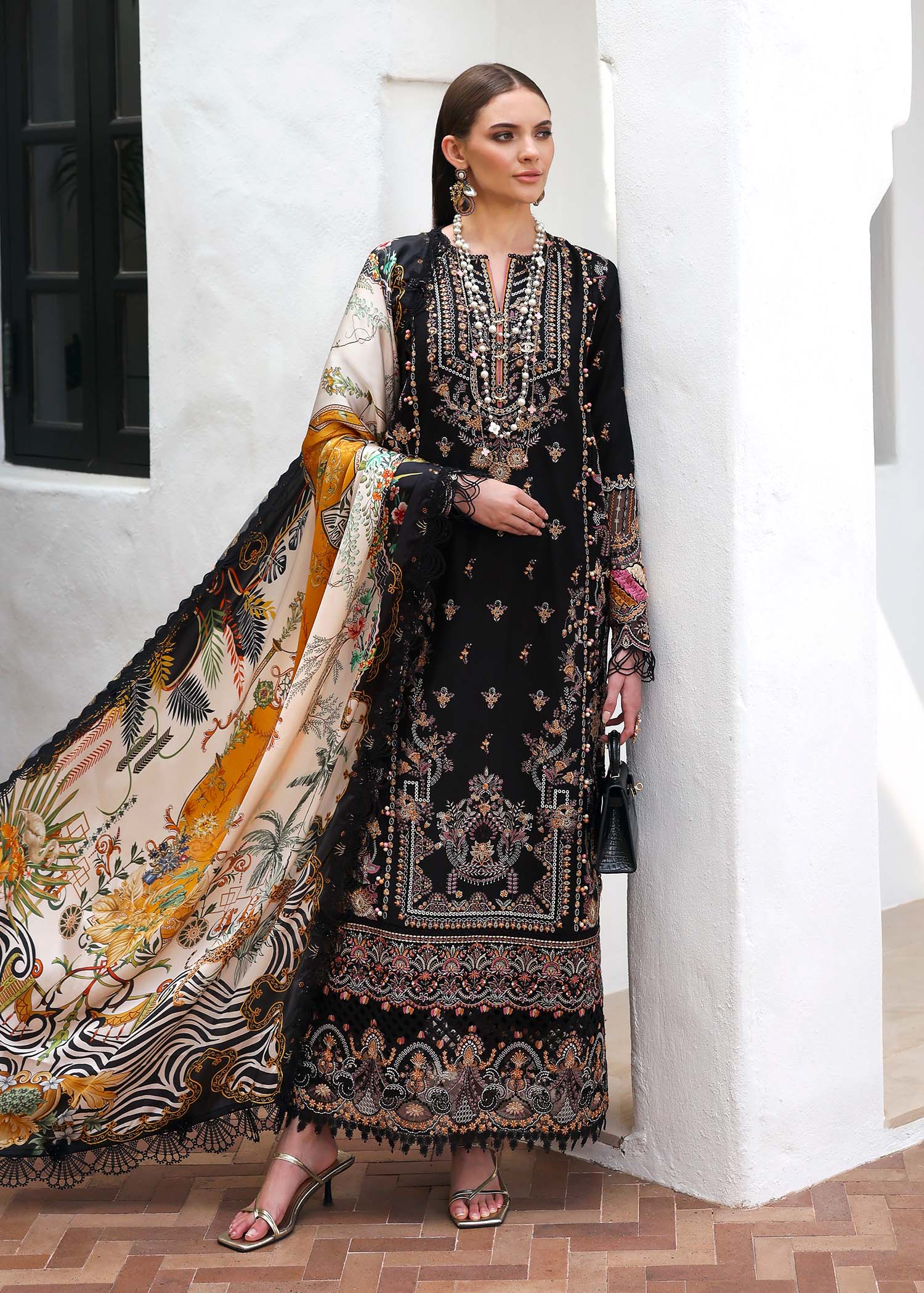 Kanwal Malik | Elysia Luxury Lawn 25 | Noire - Aqsa Fabrics