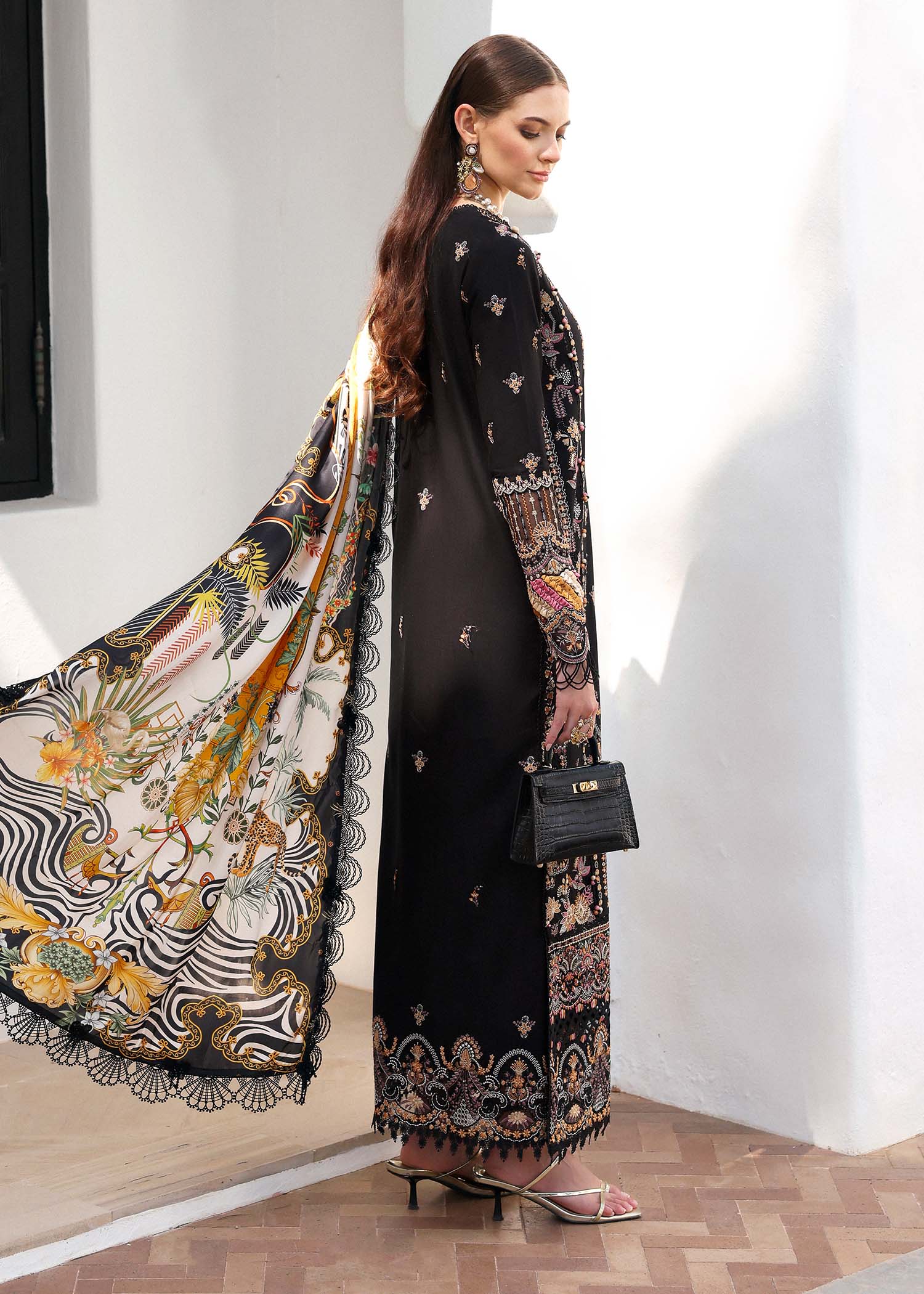 Kanwal Malik | Elysia Luxury Lawn 25 | Noire - Aqsa Fabrics