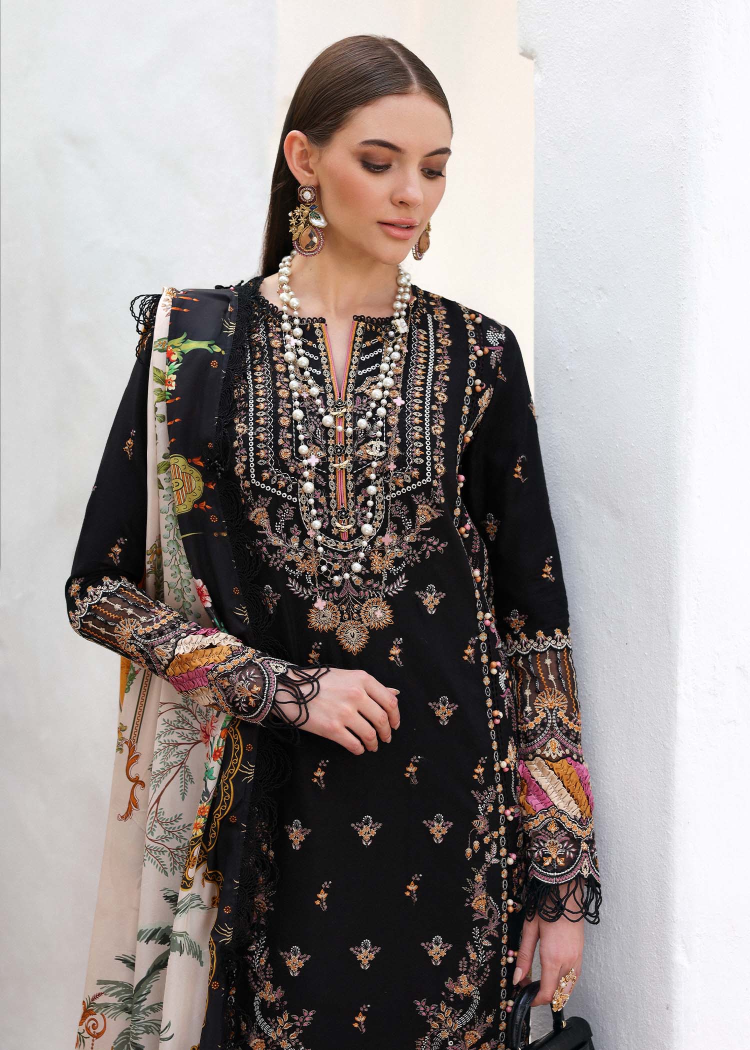 Kanwal Malik | Elysia Luxury Lawn 25 | Noire - Aqsa Fabrics