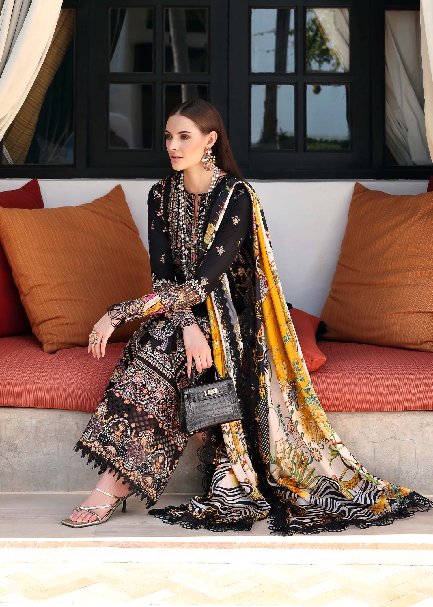 Kanwal Malik | Elysia Luxury Lawn 25 | Noire - Aqsa Fabrics