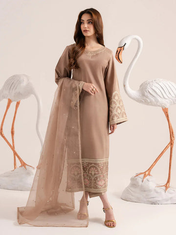 Izel | The Silk Chapter | Khaki - Aqsa Fabrics