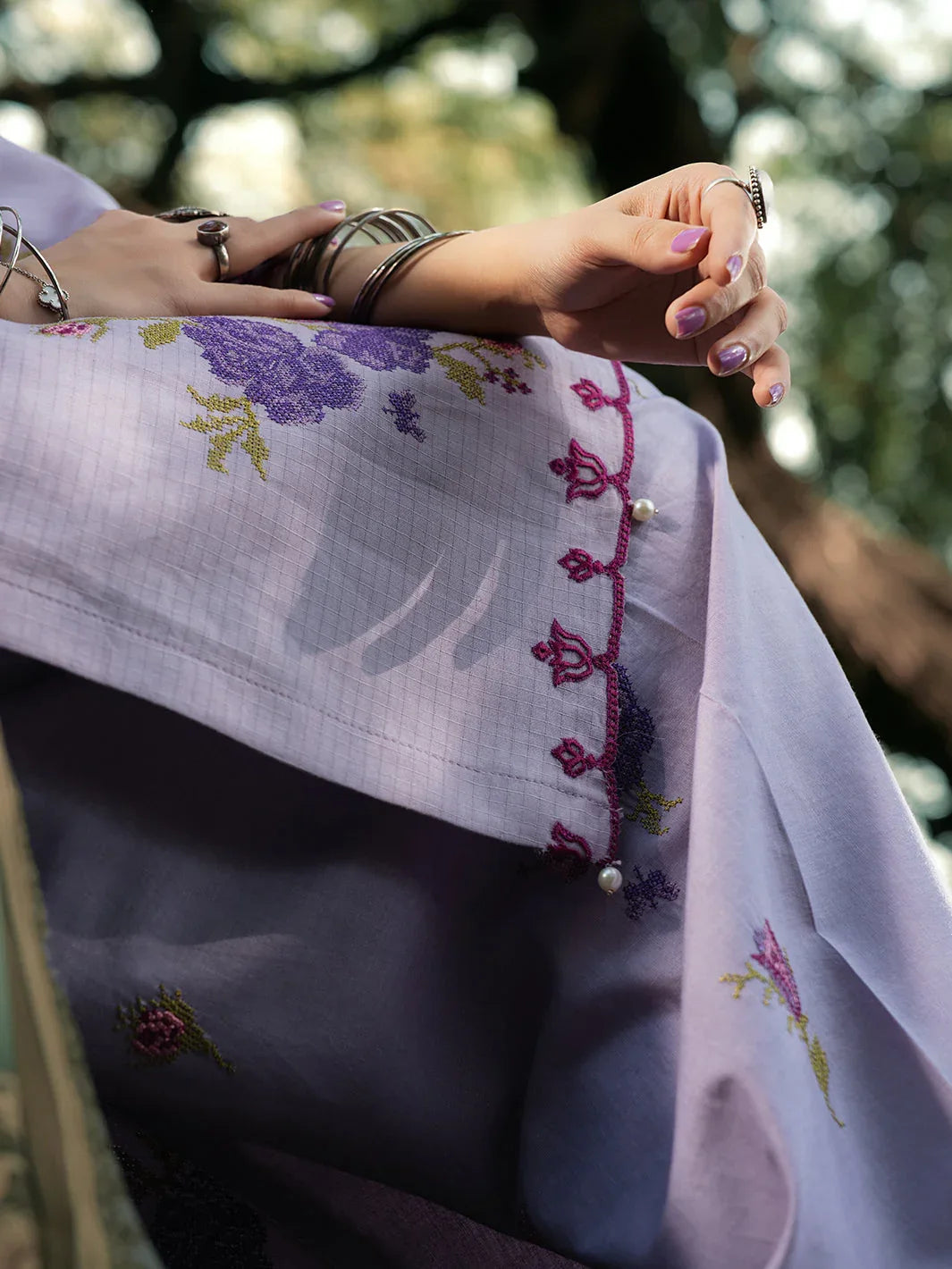 Hemstitch | The Garden Lawn | Lavender - Aqsa Fabrics