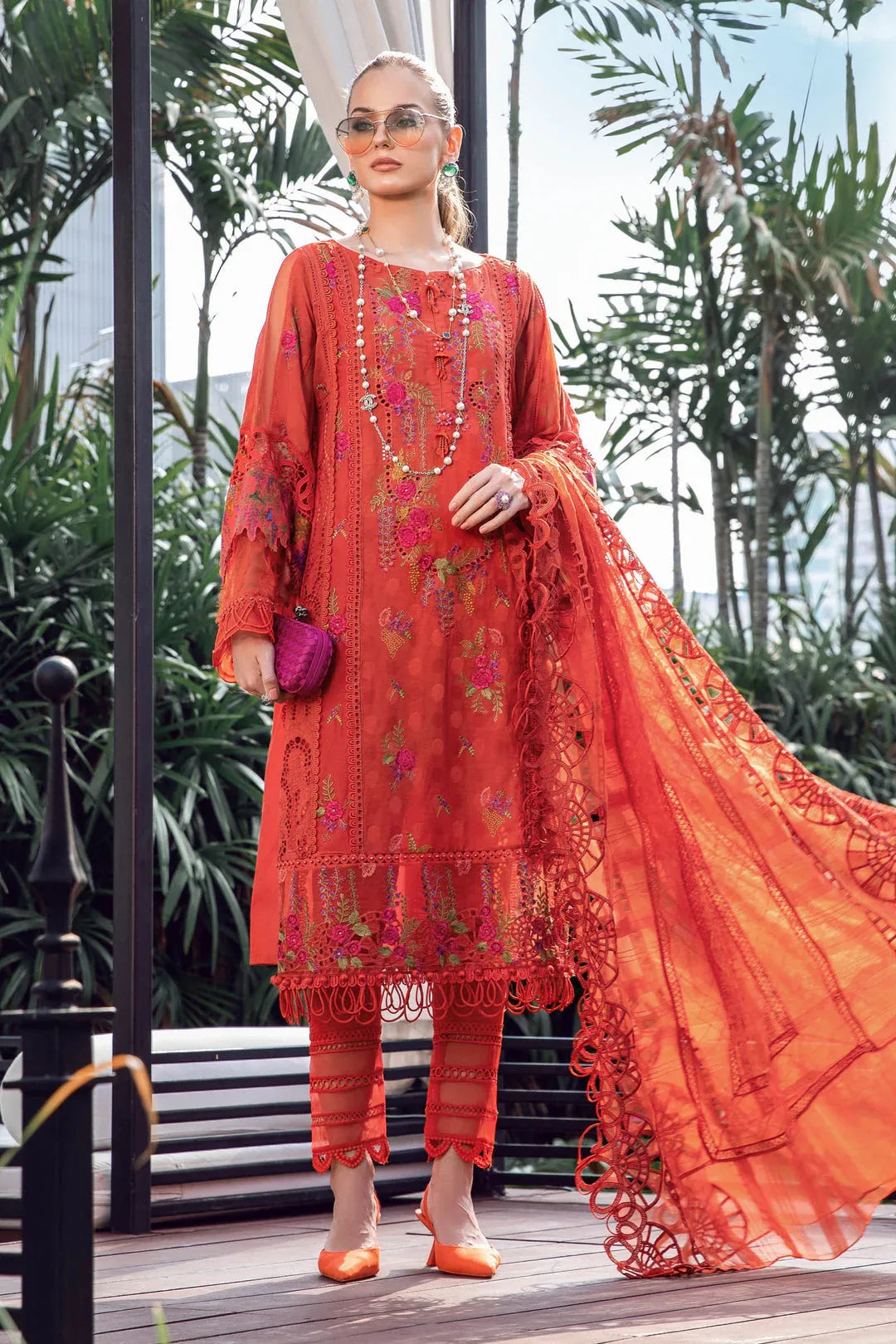 MARIA B EID COLLECTION EL-23-03-Brunt Orange - Aqsa Fabrics