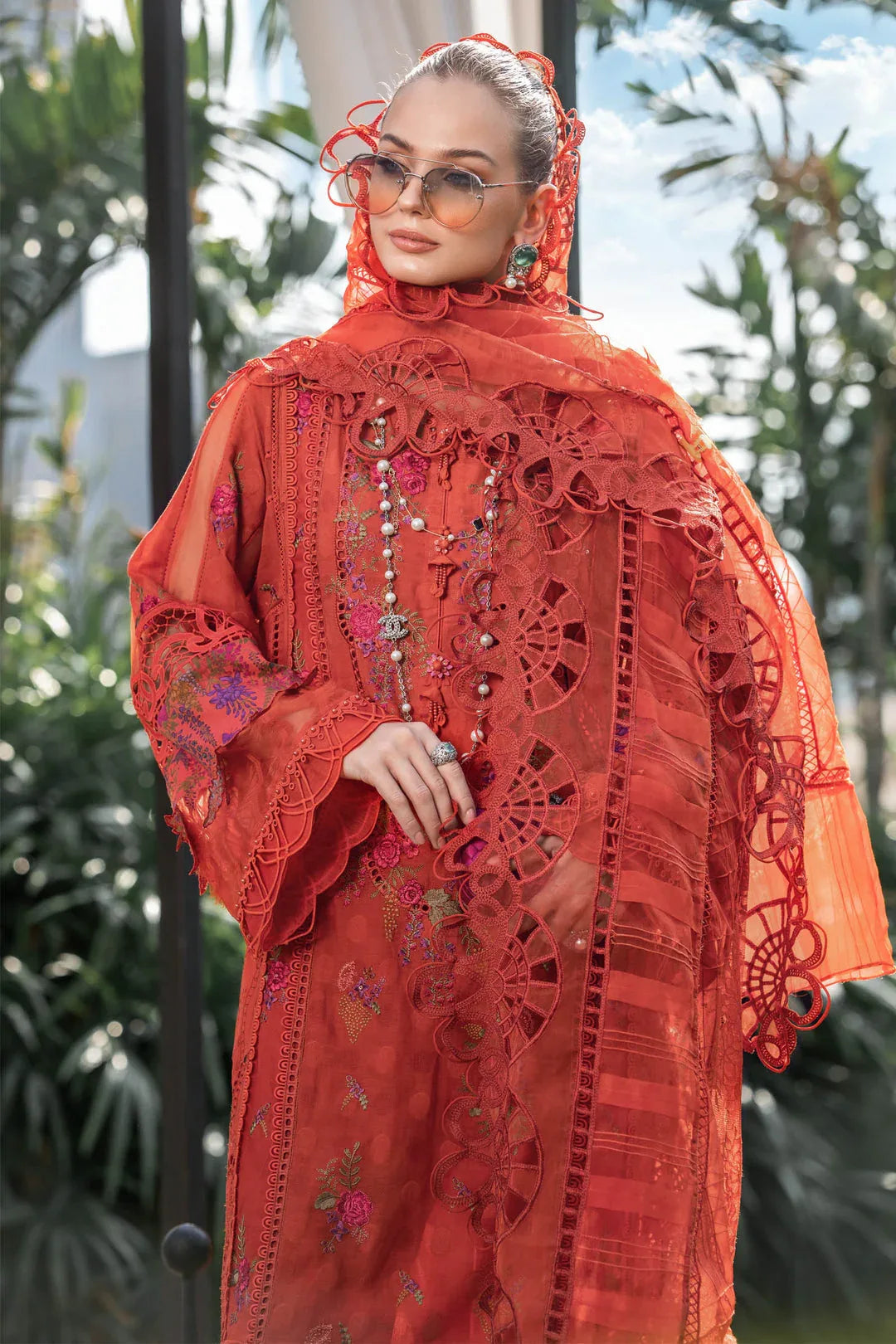 MARIA B EID COLLECTION EL-23-03-Brunt Orange - Aqsa Fabrics